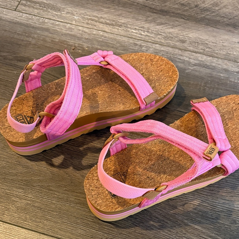 Reef Pink Strappy Platform Cork Sandals